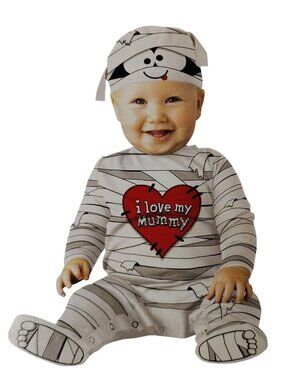 Infant 0-6 Months I Love My Mummy Jumpsuit and Cap Halloween Costume